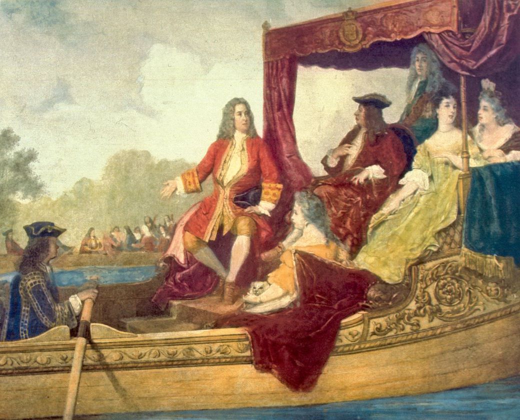 Edouard Hamman's painting of King George I and Handel's musicians on the Thames.