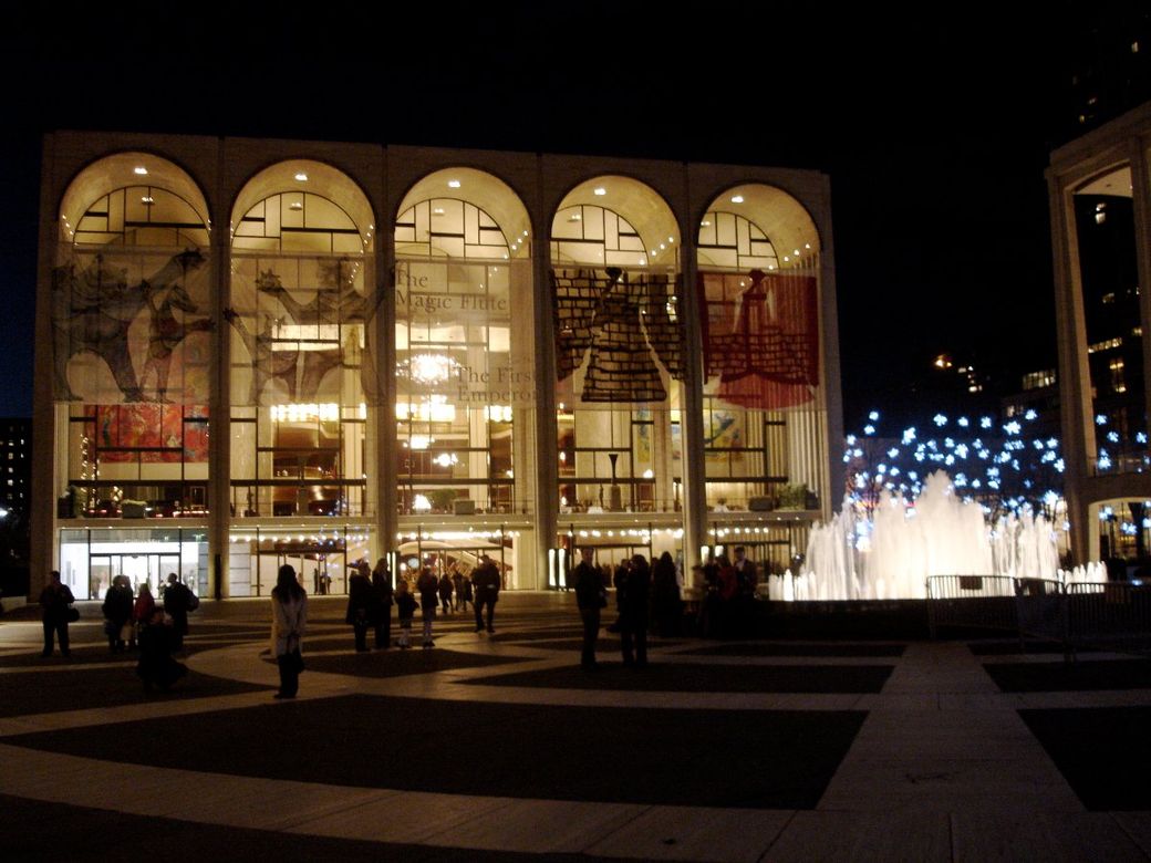 Facade of the Metropolitan Opera House at Lincoln Center, New York City.